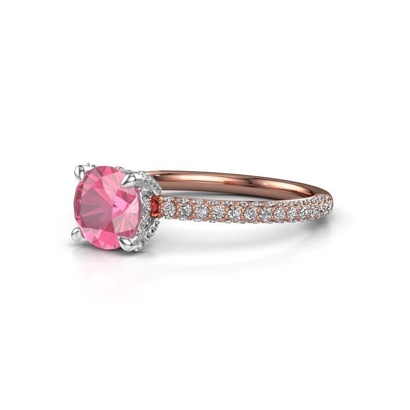 Image of Engagement ring saskia rnd 2<br/>585 rose gold<br/>Pink sapphire 6.5 mm