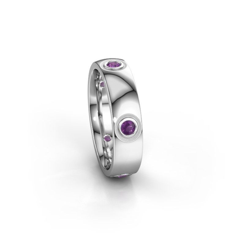 Image of Wedding ring WH0139L25BP<br/>585 white gold ±5x2 mm<br/>Amethyst