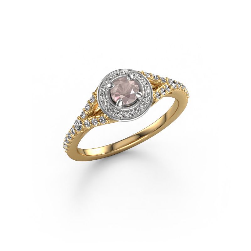 Engagement ring Pamela RND 585 gold morganite champagne 4 mm