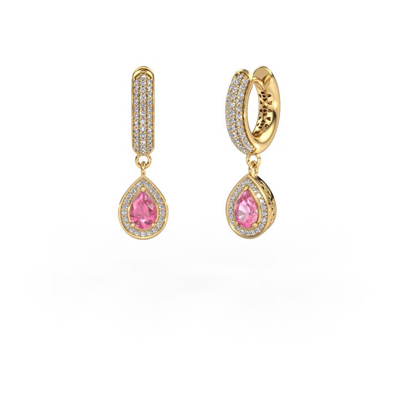 Pendants d'oreilles Barbar 2 585 or jaune saphir rose 6x4 mm