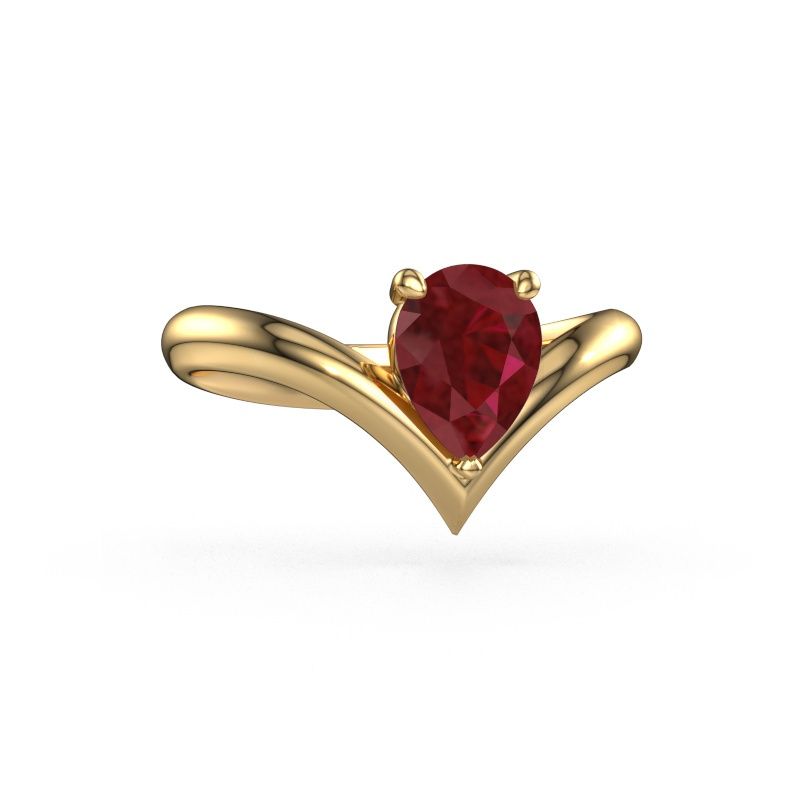 Verlovingsring Maddy PER 585 goud robijn 8x6 mm