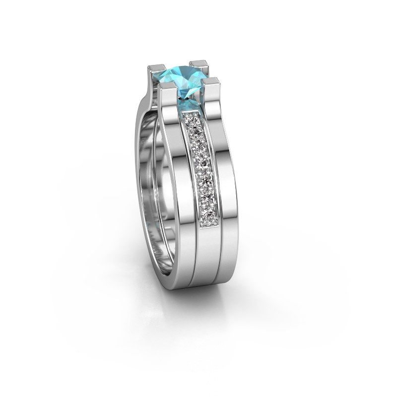 Afbeelding van Verlovingsring Myrthe 950 platina blauw topaas 5 mm