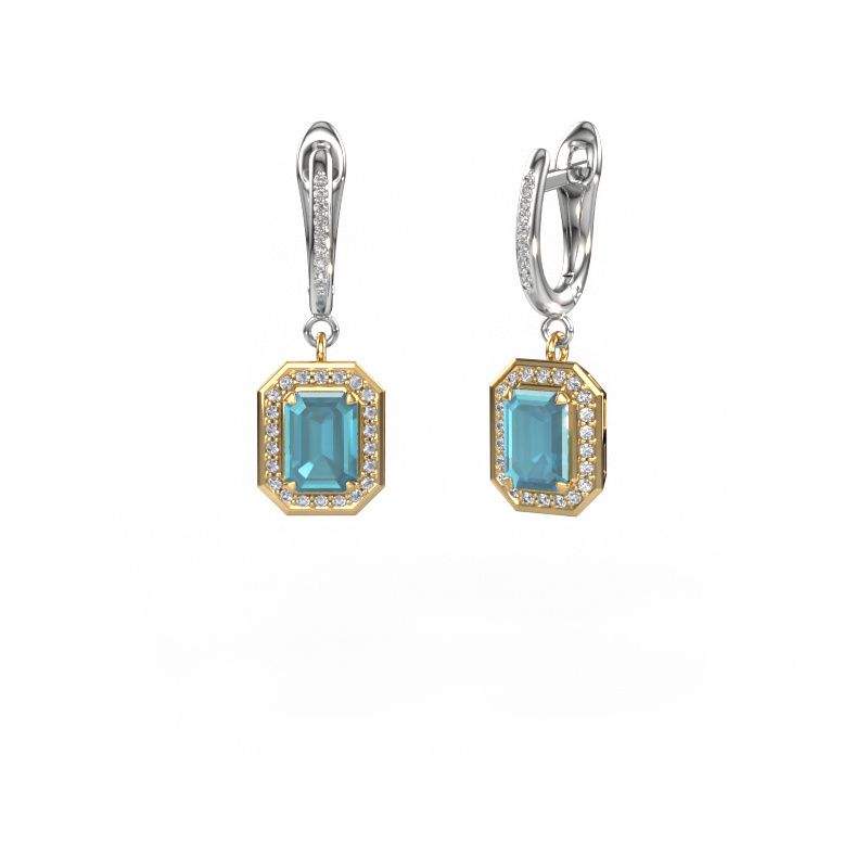 Drop earrings Dodie 2 585 gold blue topaz 6.5x4.5 mm