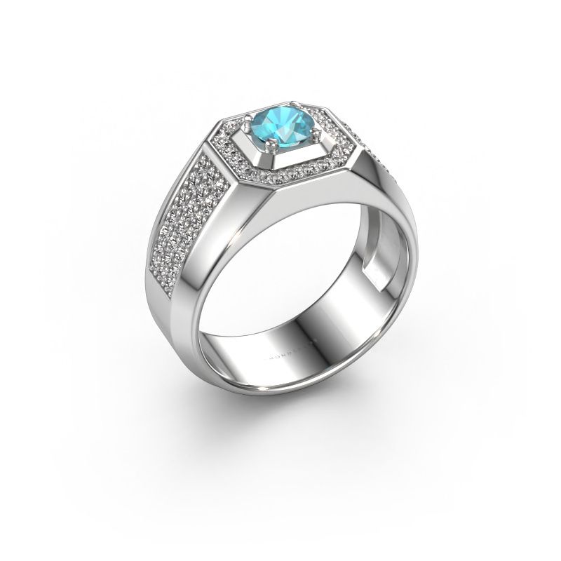 Men's ring Pavan 950 platinum blue topaz 5 mm