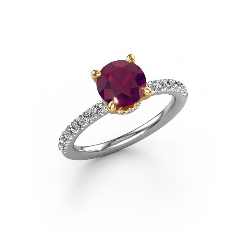 Bague de fiançailles Crystal rnd 4 585 or blanc rhodolite 7 mm