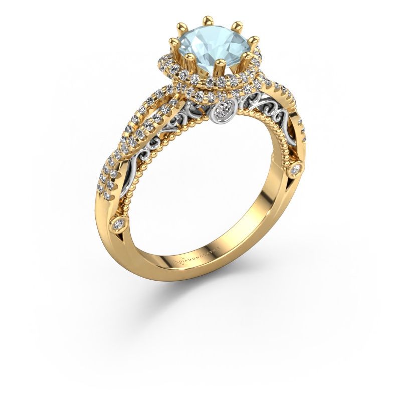 Verlobungsring Lysanne 585 Gold Aquamarin 6.5 mm