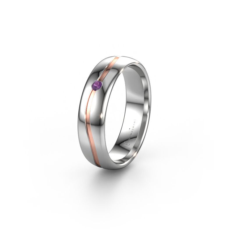 Wedding ring WH0905L35X 585 white gold amethyst ±5x1.7 mm