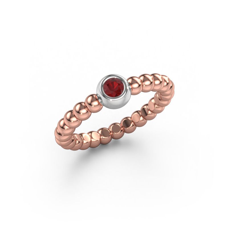 Bague superposable Dini 585 or rose rubis 3 mm