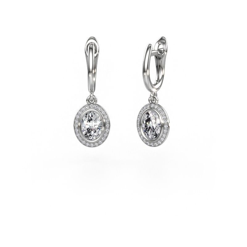 Drop earrings Noud OVL 585 white gold diamond 0.70 crt