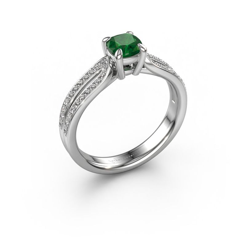 Verlobungsring Antonia cus 2 950 Platin Smaragd 5 mm