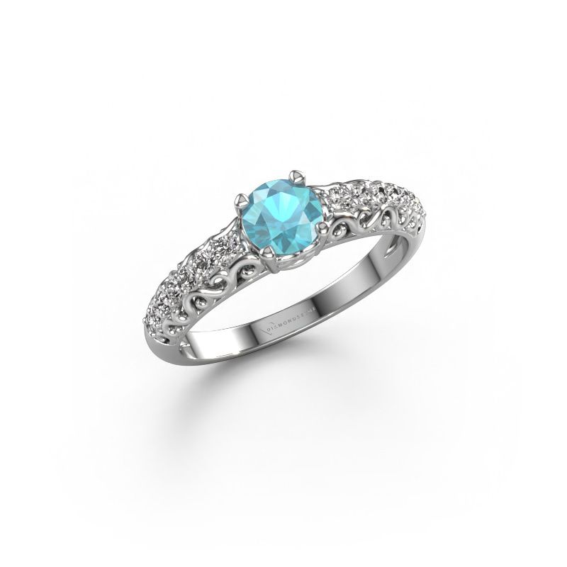 Verlovingsring Mellie 950 platina blauw topaas 5 mm
