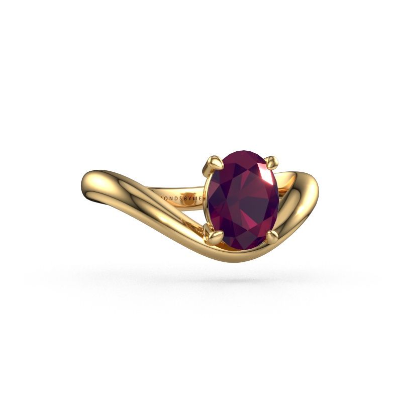Verlovingsring Femke OVL 585 goud rhodoliet 8x6 mm