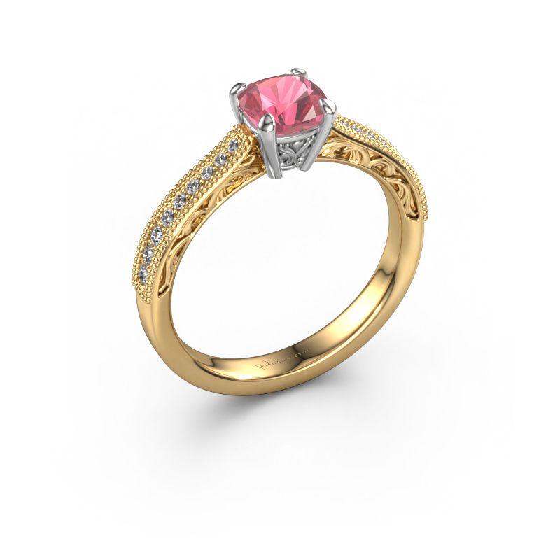 Engagement ring Shonta CUS 585 gold tourmaline pink 5.5 mm