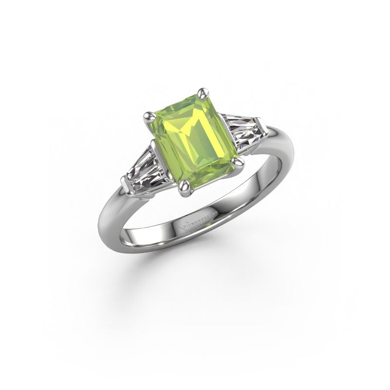 Engagement ring Kina EME 950 platinum peridot 8x6 mm
