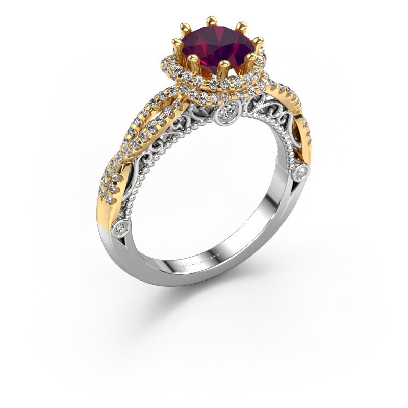 Verlovingsring Lysanne 585 witgoud rhodoliet 6.5 mm
