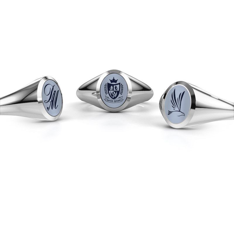 Afbeelding van Pinkring Herman 1<br/>950 platina<br/>Licht blauwe lagensteen 10x8 mm