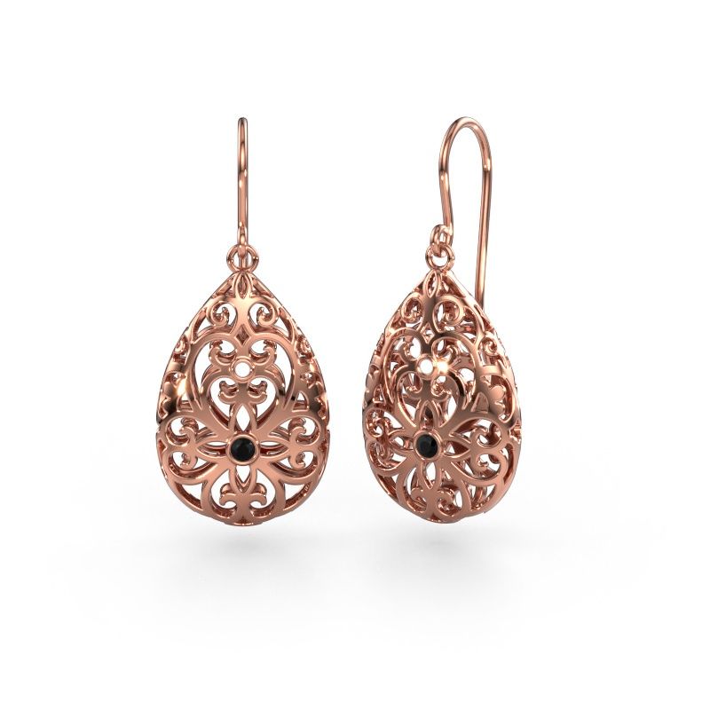 Oorhangers Idalia 2 585 rosé goud zwarte diamant 0.108 crt