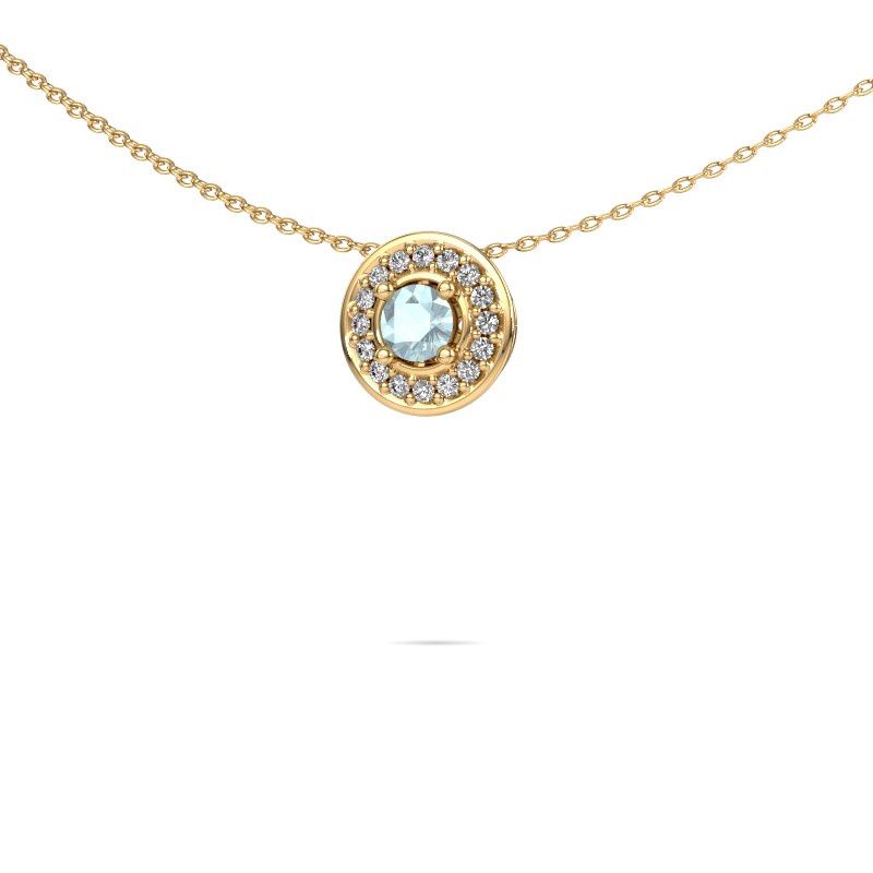 Pendant Agaat 585 gold aquamarine 4 mm