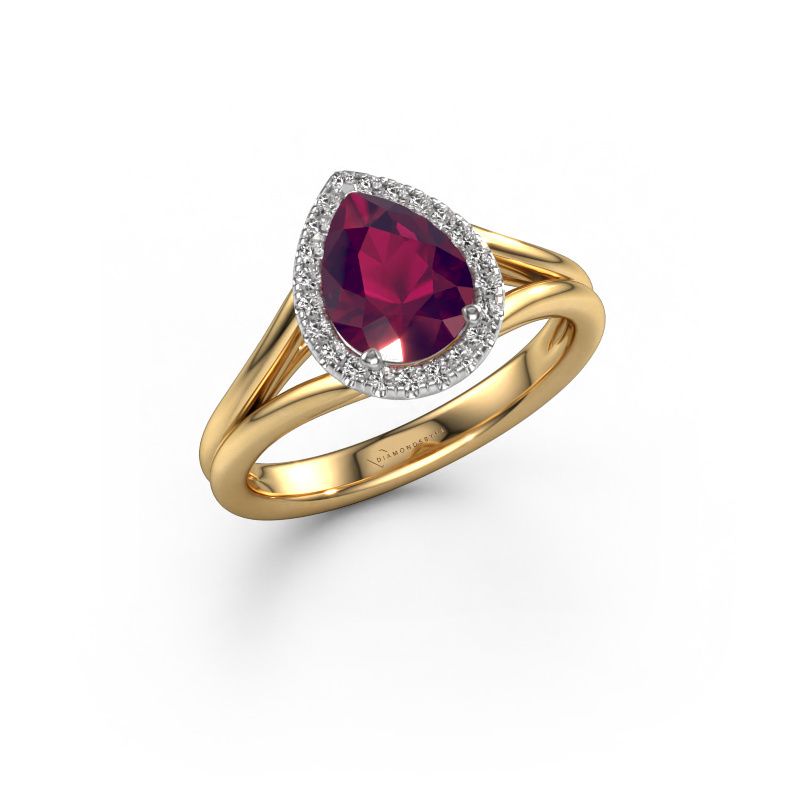 Engagement ring Verla pear 1 585 gold rhodolite 8x6 mm