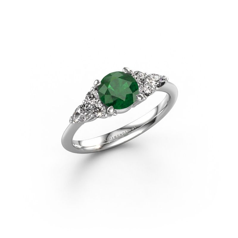 Verlobungsring Melani RND 950 Platin Smaragd 6 mm