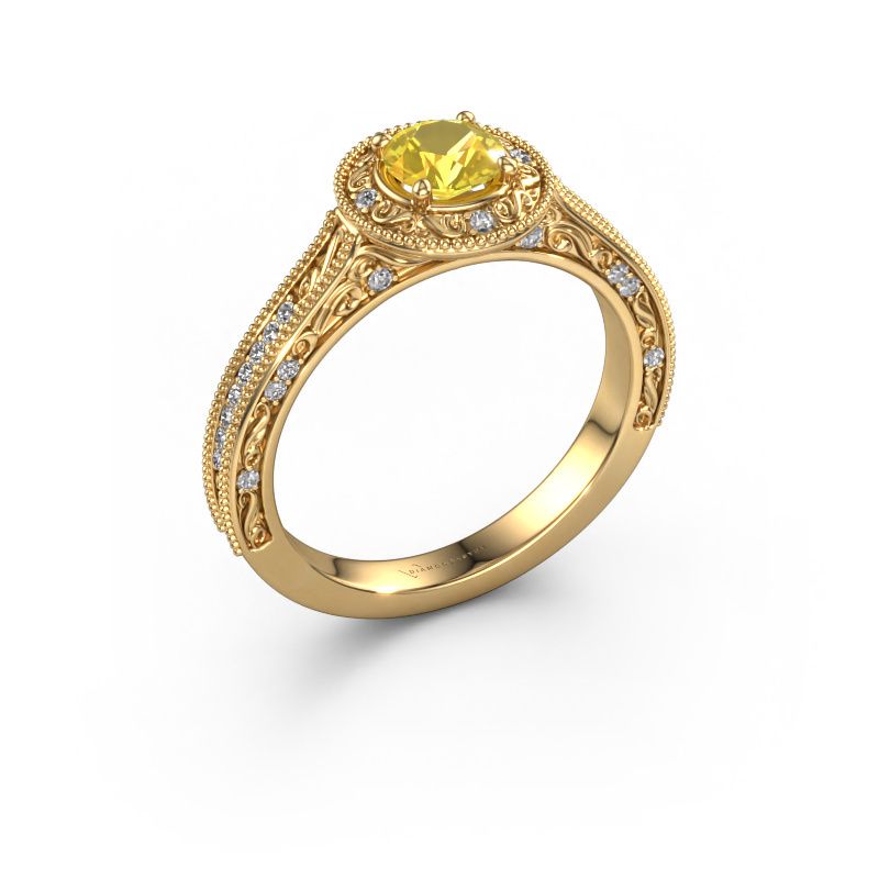 Bague de fiançailles Alice RND 585 or jaune saphir jaune 5 mm