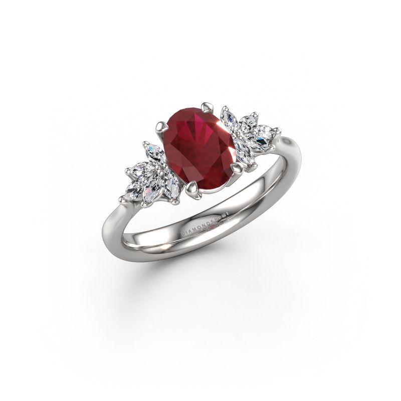 Engagement ring Fiona OVL 950 platinum ruby 8x6 mm