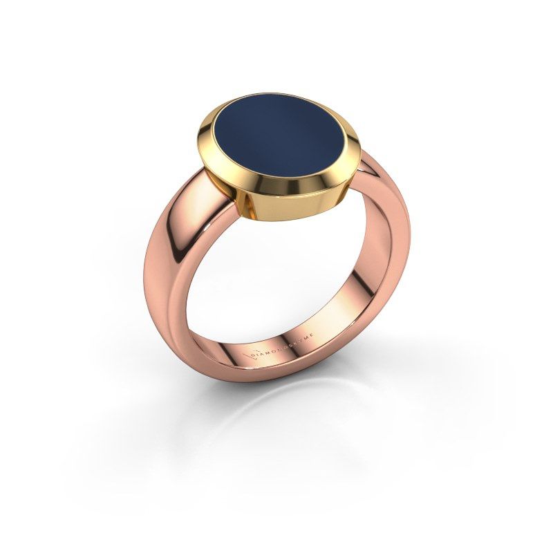 Afbeelding van Zegelring Oscar 3<br/>585 rosé goud<br/>Donker blauw lagensteen 12x10 mm