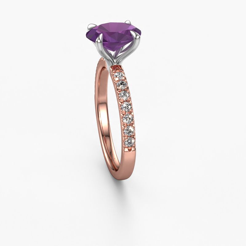 Image of Engagement Ring Crystal Ovl 2<br/>585 rose gold<br/>Amethyst 9x7 mm