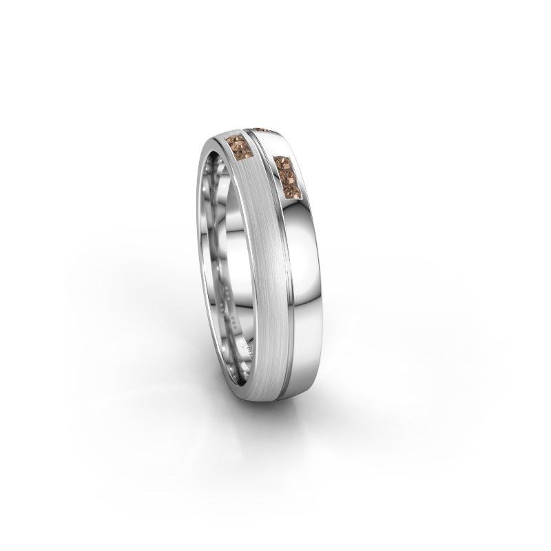 Image of Wedding ring WH0206L25APM<br/>585 white gold ±5x1.7 mm<br/>Brown diamond