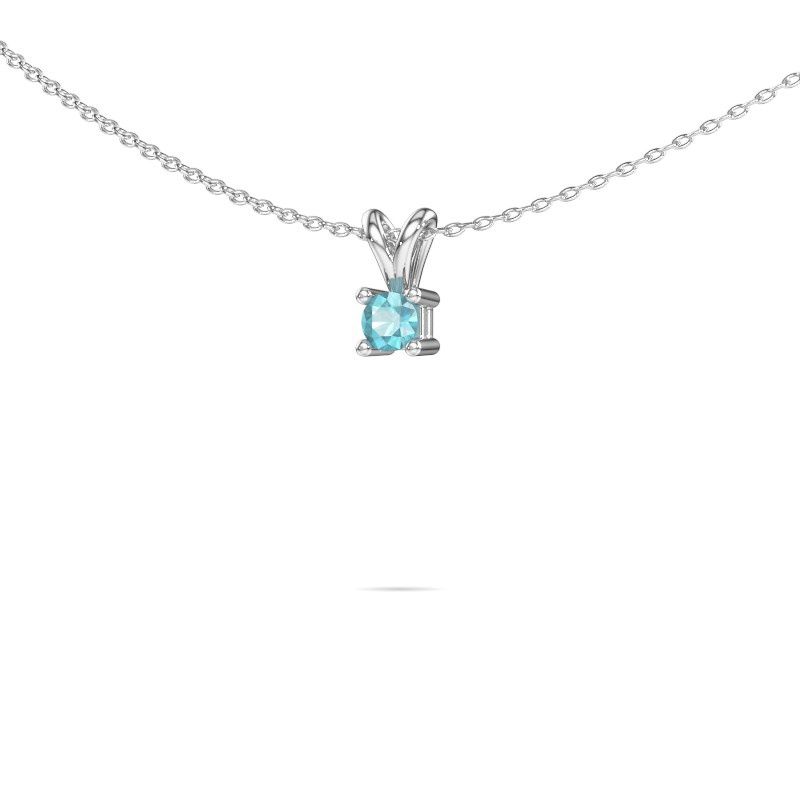 Kette Eline 585 Weißgold Blau Topas 5 mm