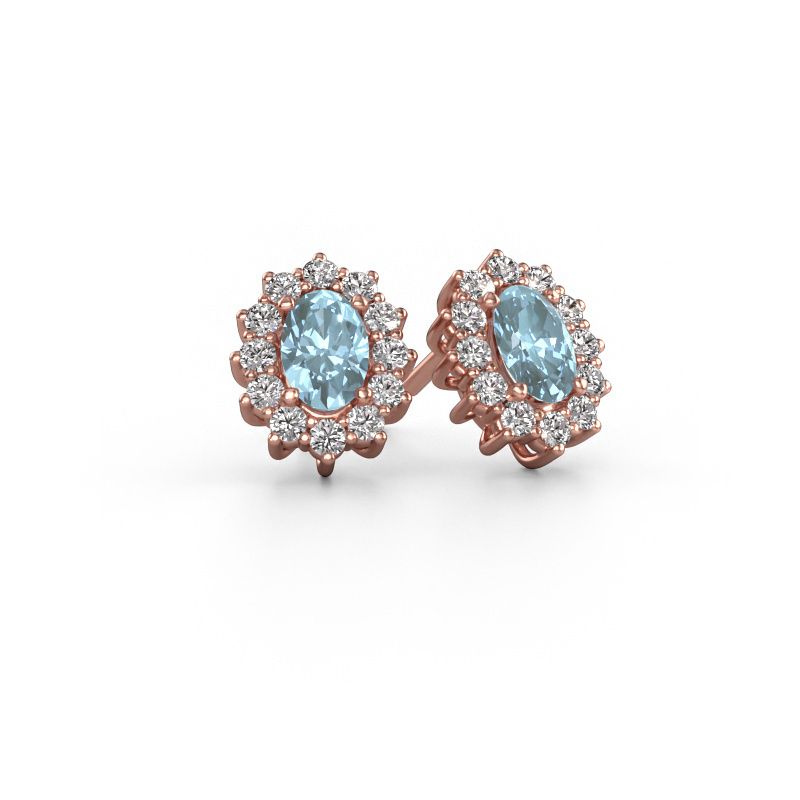 Earrings Margien 585 rose gold blue lab grown diamond 6x4 mm