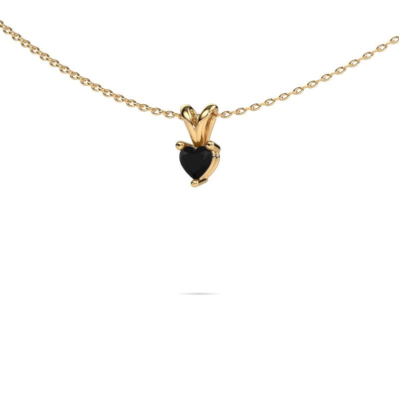 Pendant Garnet 585 gold black diamond 0.30 crt