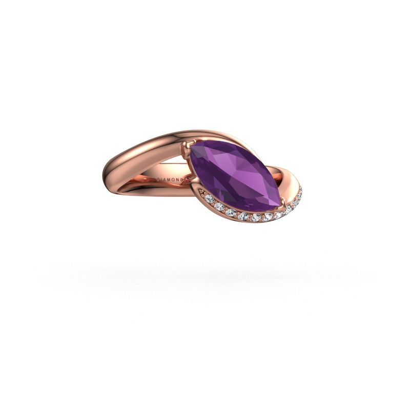 Verlovingsring Aida MRQ side 585 rosé goud amethist 11x5.5 mm