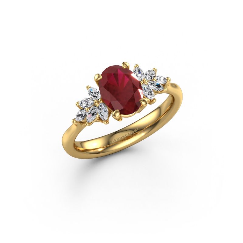 Engagement ring Fiona OVL 585 gold ruby 8x6 mm