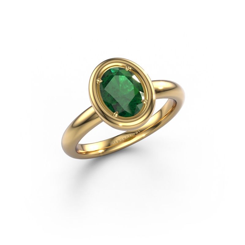 Engagement ring Noa OVL 585 gold emerald 8x6 mm