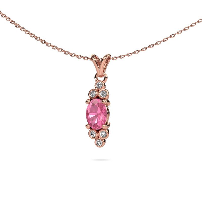 Pendentif Lucy 2 585 or rose saphir rose 7x5 mm