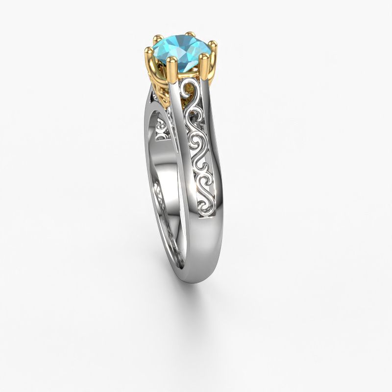 Image of Engagement ring Shan 585 white gold blue topaz 6 mm