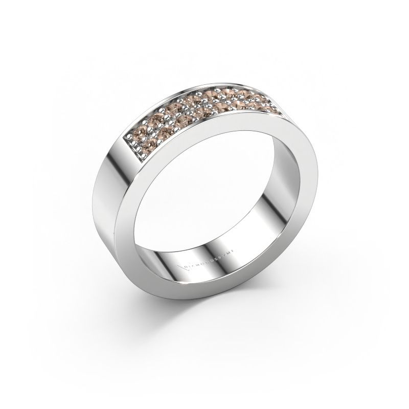 Stackable ring Catharina 5 950 platinum brown diamond 0.32 crt