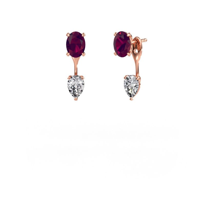 Drop earrings Kate OVL-PER 585 rose gold rhodolite 7x5 mm