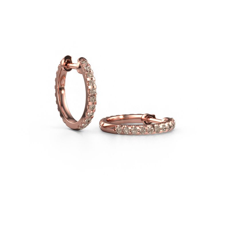 Hoop earrings Jackie 12.5 mm A 585 rose gold brown diamond 0.63 crt
