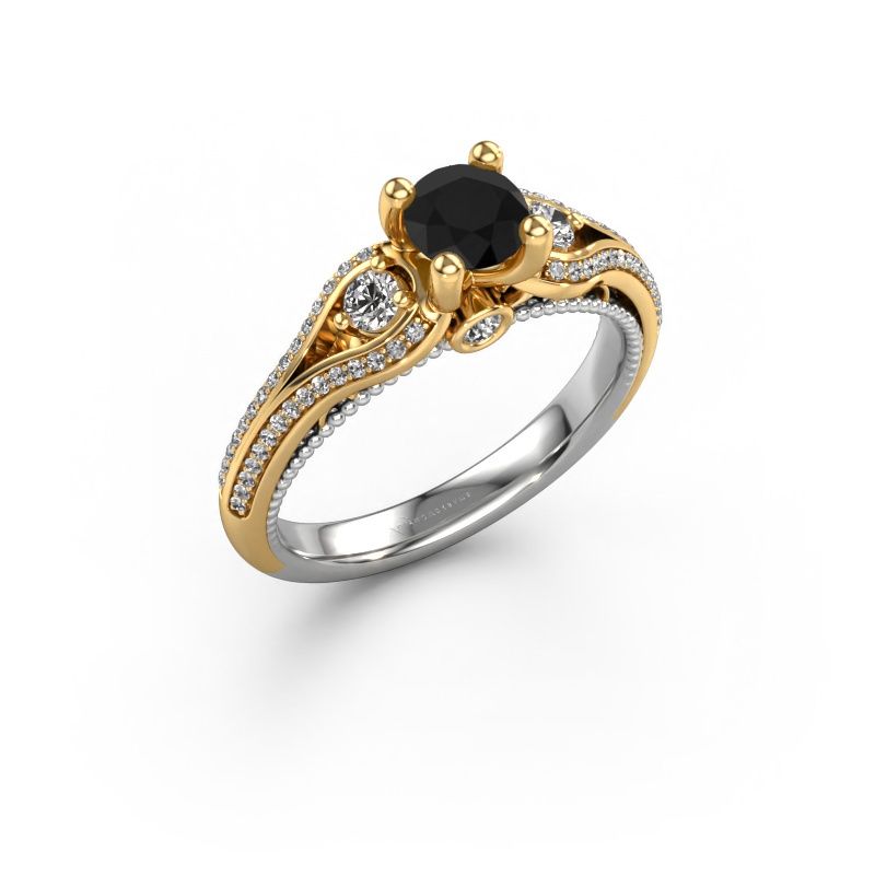 Verlovingsring Nikita 585 witgoud zwarte diamant 0.920 crt