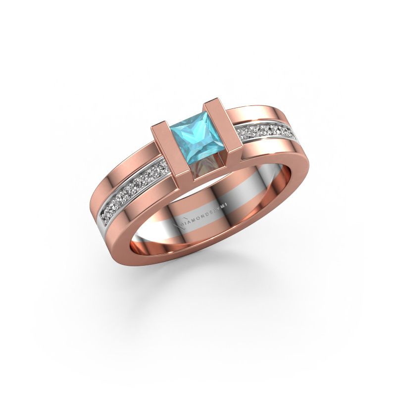 Bague de fiançailles Desire 585 or rose topaze bleue 4 mm