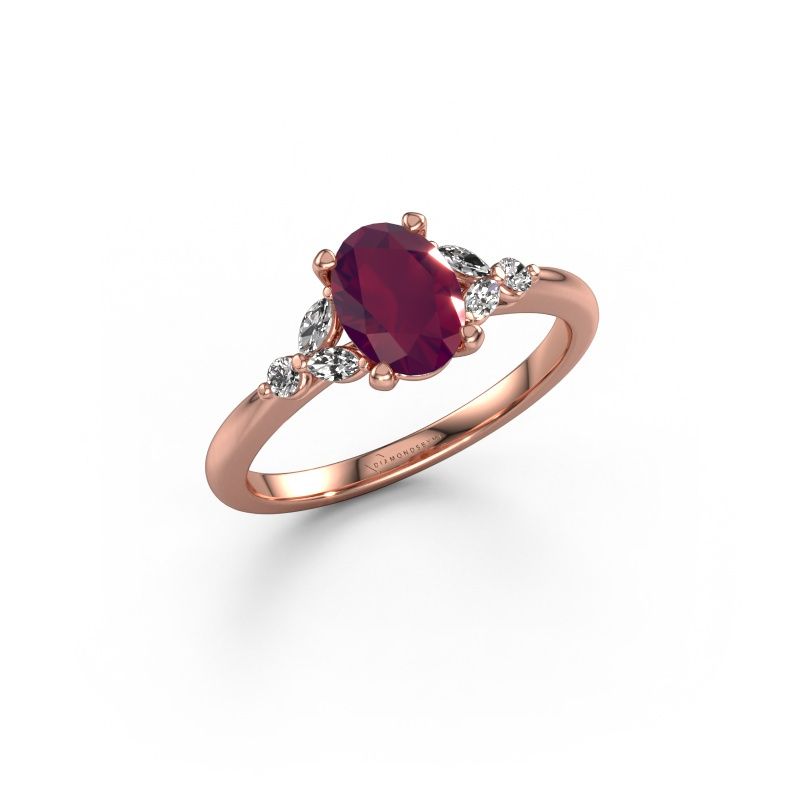 Verlobungsring Megan OVL 585 Roségold Rhodolit 7,5x5,5 mm