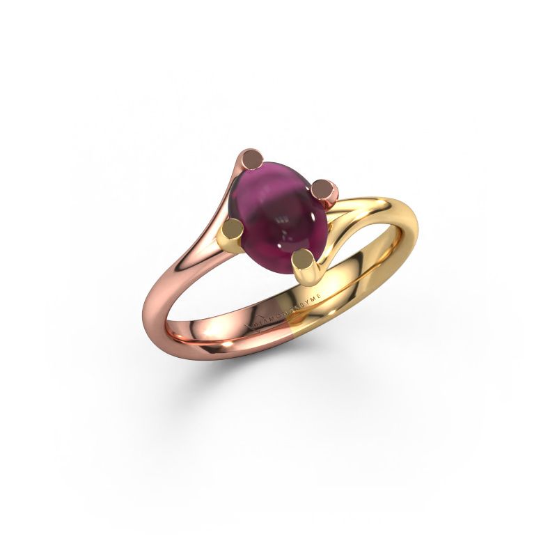 Bague Nora 585 or rose rhodolite 8x6 mm