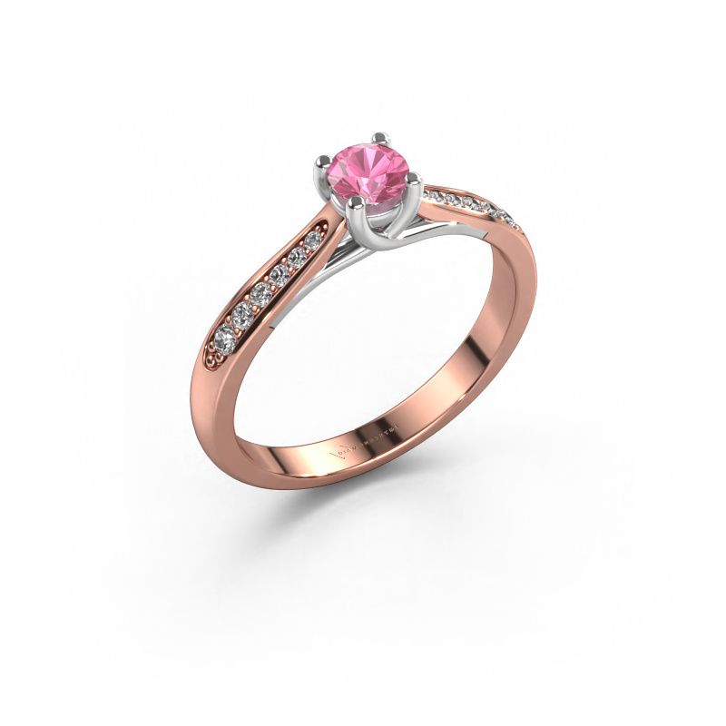 Engagement ring Mia 2 585 rose gold pink sapphire 5 mm