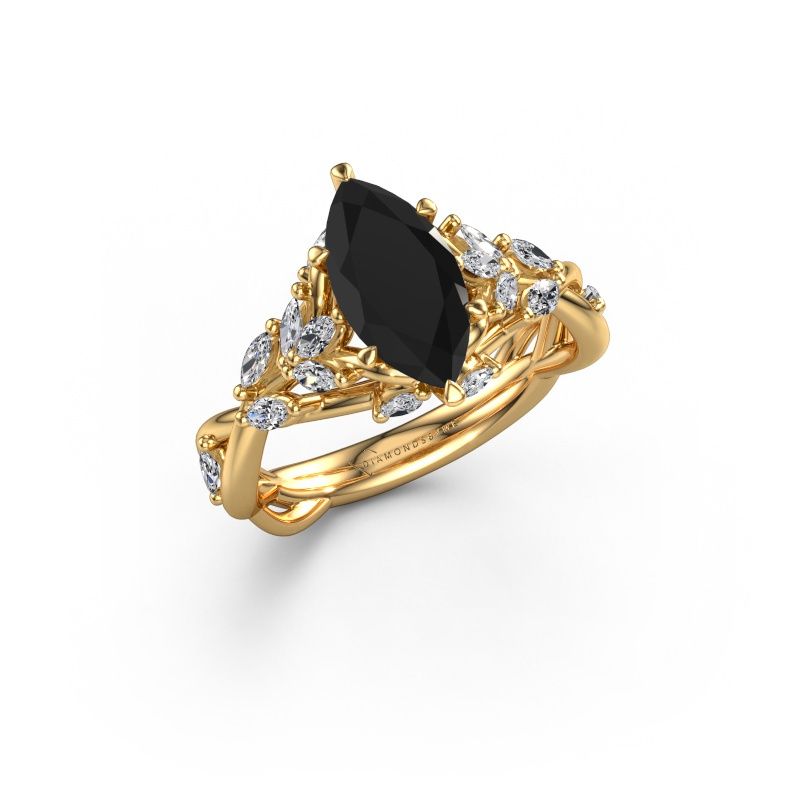 Verlovingsring Samantha MRQ 585 goud zwarte diamant 1.90 crt
