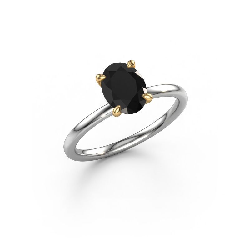 Engagement ring Crystal OVL 1 585 white gold black diamond 1.40 crt