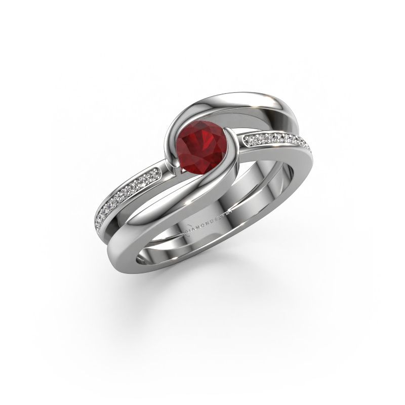 Bague Xenia 2 950 platine rubis 5 mm