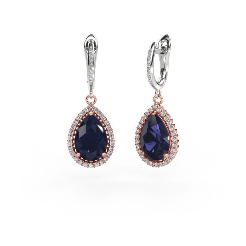Drop earrings Tilly per 4 585 rose gold sapphire 12x8 mm
