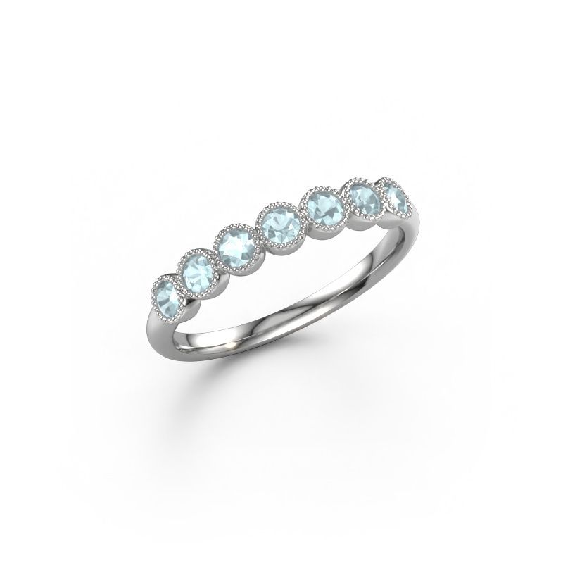 Ring Mariam half 950 platina aquamarijn 2.4 mm
